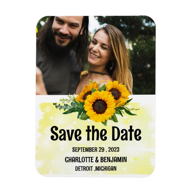 Íman Rustic Sunflower Weding Save the Date Photo (Vertical)