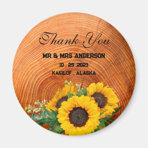 Íman Rustic Sunflower Wooden Weden Favor Gift