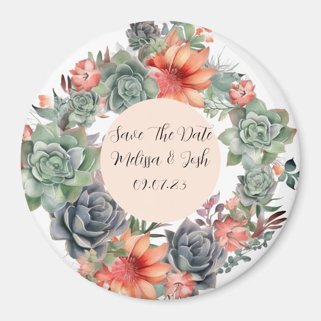 Íman Rustic Terracotta e Silver Sage Wreath Magnet (Frente)