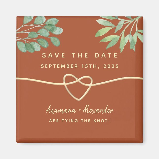 Íman Rustic Terracotta Weding Date Invitation (Frente)