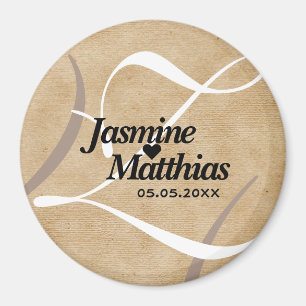 Íman Rustic Vintage Monograma Salvar a Data Casamento