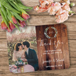 Íman Rustic Watercolor deixa foto do casamento Obrigado<br><div class="desc">Rústica Cobra d'água em madeira de celeiro escuro,  monograma,  casamento fotográfico Obrigado imã. Cartões rústicos elegantes para dizer obrigado aos seus convidados de casamento. Adicione sua própria foto,  nomes e texto para torná-la muito exclusiva e pessoal.</div>