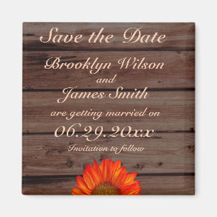 Íman Rustic Wedes Save The Date Magnet Sunflower