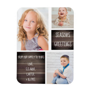 Íman Rustic Wood Season's Greetings Christmas