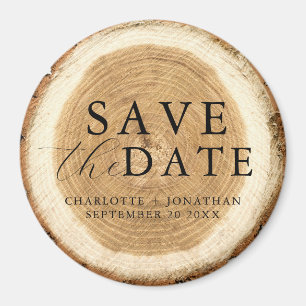 Íman Rustic Wood Wedding Save the Date Magnet