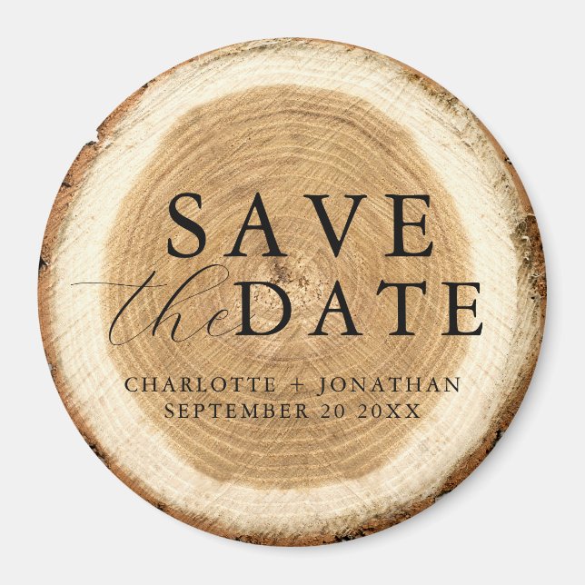 Íman Rustic Wood Wedding Save the Date Magnet (Frente)