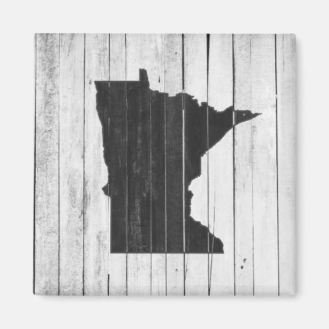 Íman Rustic Wooden Minnesota Black and White Magnet (Frente)
