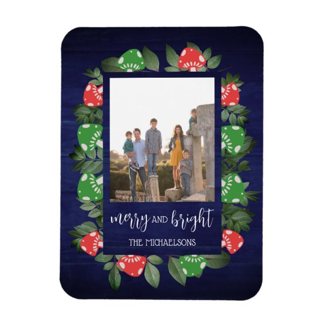 Íman Rustic Woodland Whimsical Mushrooms Christmas (Vertical)