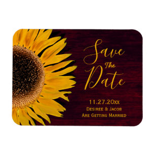 Íman Rustic Yellow Burgundy Sunflower Salvar Data