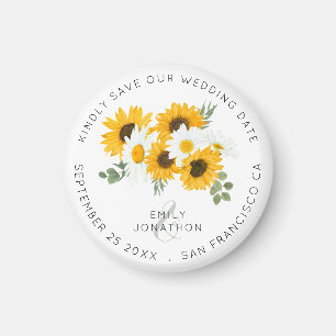 Íman Rústicos Girassóis Guardam Floral A Data