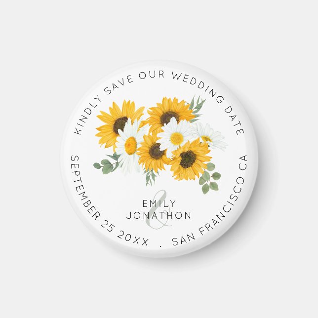 Íman Rústicos Girassóis Guardam Floral A Data (Frente)