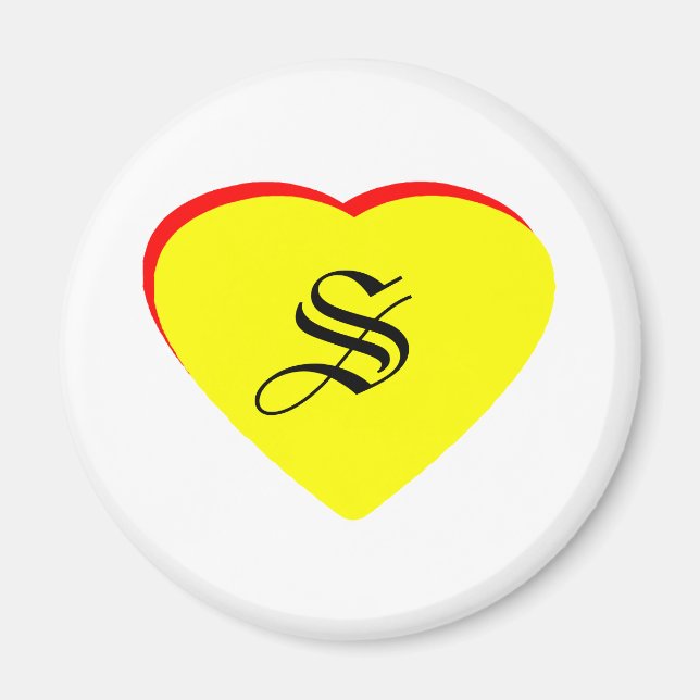 Íman "S" Coração Amarelo Vermelho Convite de Casamento  (Frente)