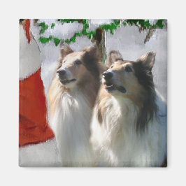 Íman Sable Rough Collie presentes de Natal