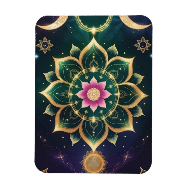 Íman Sacred Lotus Moon Mandala - Aura Celestial (Vertical)