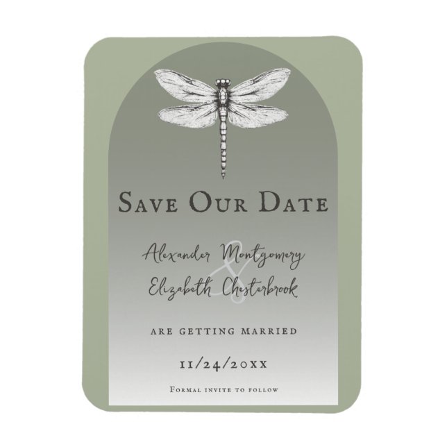 Íman Sage Green Dragonfly Wedding (Vertical)