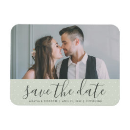 Íman Sage Green with Dots Save the Date Wedding Photo