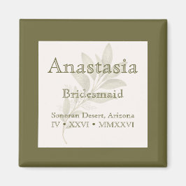 Íman Sage Personalized Bridesmaid Name Magnet