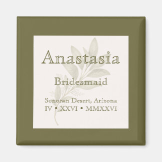Íman Sage Personalized Bridesmaid Name Magnet
