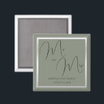 Íman Sage & Silver Wedes sofisticadas<br><div class="desc">Belo sábio sofisticado e o favor do imã de casamento de cor prateada. Trendy Sage e cor prateada para seu dia especial. Cores românticas e da moda para casamentos. Bonito sábio com uma borda prateada brilhante. Convite único, chic e clássico adequado para qualquer estação. Todo texto, fonte e cor da...</div>