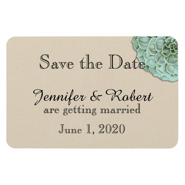 Íman Sage Succulent Wedding Save the Date (Horizontal)