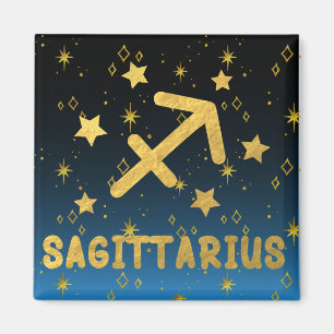 Íman Sagitário Azul Zodiac e Dourado Magneta