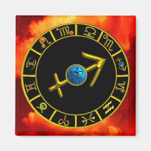 ÍMAN SAGITTÁRIO COM SINAIS ZODIACAIS