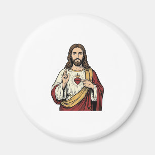 Íman Sagrado Coração Jesus Arte Vetorial de Gravura Vin