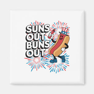 Íman Sai Fogueira Fora Engraçada 4 De Julho Hot Dog Pat