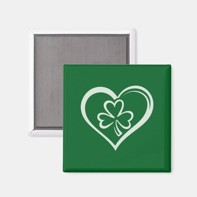 Íman Saint Patrick's Day Engraçado Shamrock Heart Irish (Front/Back)