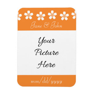 Íman Sakura encantadora em Orange Save the Date Magnet