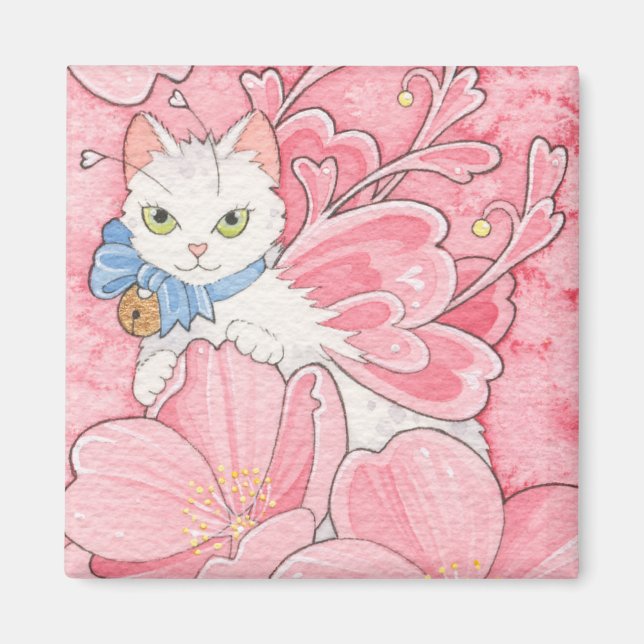 Íman Sakura Fairy Cat Notecard (Frente)