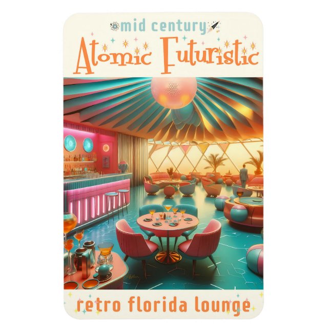 Íman Sala de Estar Retro Futurista Atômica da Flórida (Vertical)