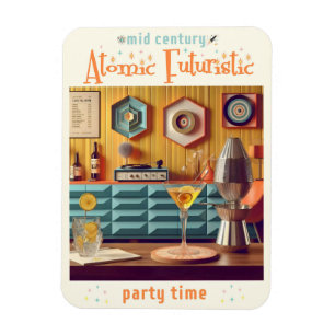 Íman Sala de Festa Retro Futurista Atômica de Meados do