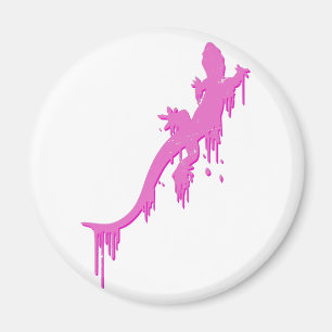 Íman Salamandra Cor-De-Rosa Distante Com Pó De Tinta