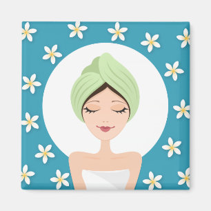 Íman Salão de beleza ou spa embrulhada em toalha azul