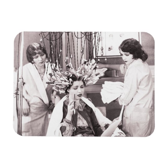 Íman Salão de Cabelo Retro Divertido (Horizontal)