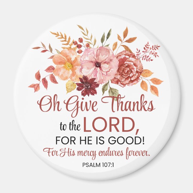 Íman Salmo 107:1 Oh Dê Obrigados ao Lorde Floral Fall (Frente)