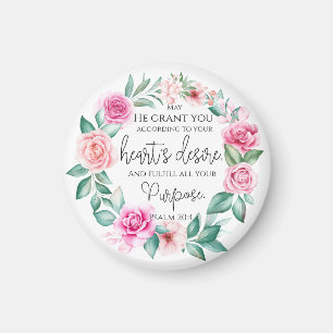 Íman Salmo 20:4 Bíblia Cristã Verso Rosa Floral