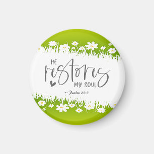 Íman Salmo 23:3 Ele restaura minha Bíblia de alma Verse