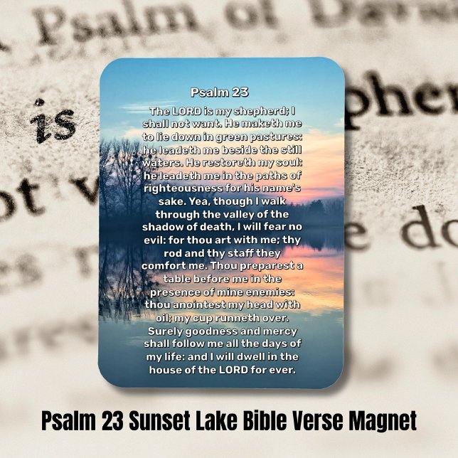 Íman Salmo 23 Lago Sunset Religioso (Psalm 23 Sunset Lake Religious Magnet)