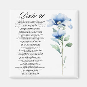 Íman Salmo 91 Aquarela Flor Azul Escrituras Bíblicas