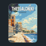 Íman Salónica Grécia Art Vintage<br><div class="desc">Viagem de vetor retrovetor de Salónica. Tessalónica é uma cidade portuária grega no Golfo Térmico do Mar Egeu.</div>