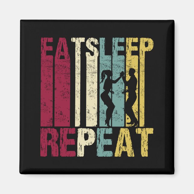Íman Salsa dance Eat Sleep Repeat Funny Retro Gift (Frente)