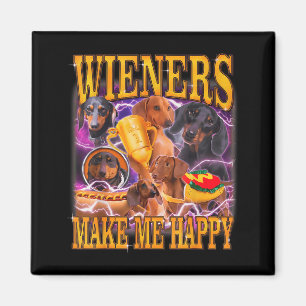 Íman Salsichas Me Fazem Feliz Cachorro Dachshund Engraç