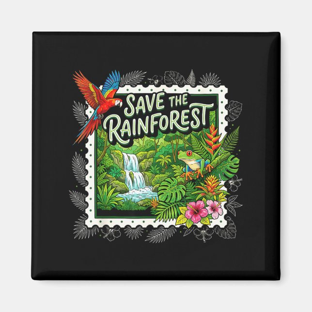 Íman Salvar a árvore da floresta tropical Sapo (Frente)
