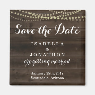 Íman Salvar a data - casamento de madeira rústico