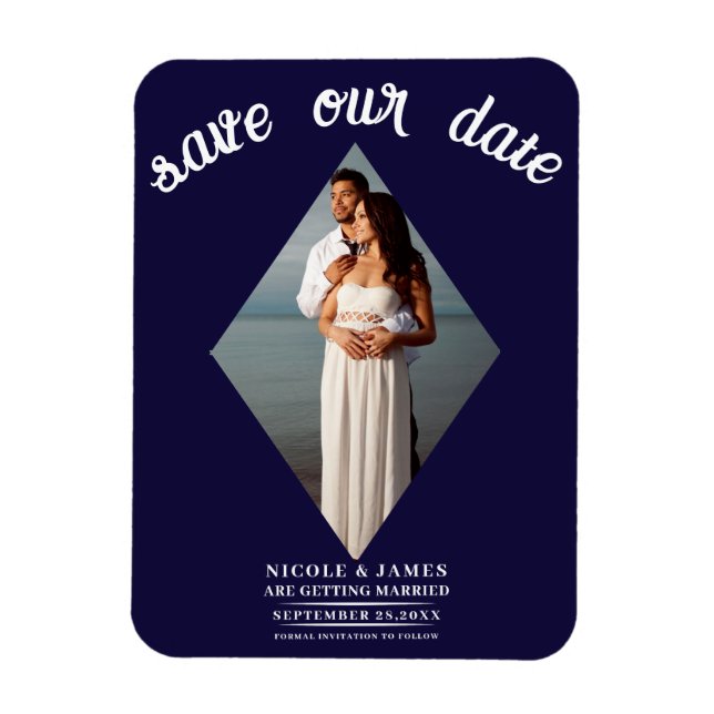 Íman Salvar a Data de Casamento com Foto de Diamante Mí (Vertical)