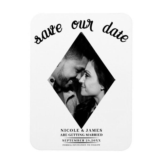 Íman Salvar a Data de Casamento com Foto e Diamante Min (Vertical)