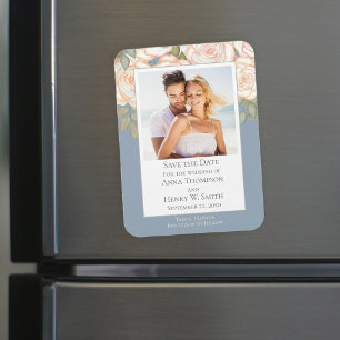 Íman Salvar a Data de Casamento Elegante Moderno Azul P