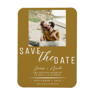 Íman Salvar a Data de Casamento Foto Bodas Rustic Gold